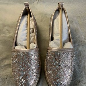 INC Caleyy2 Espadrille Champagne Beige Flats Crystals 6M